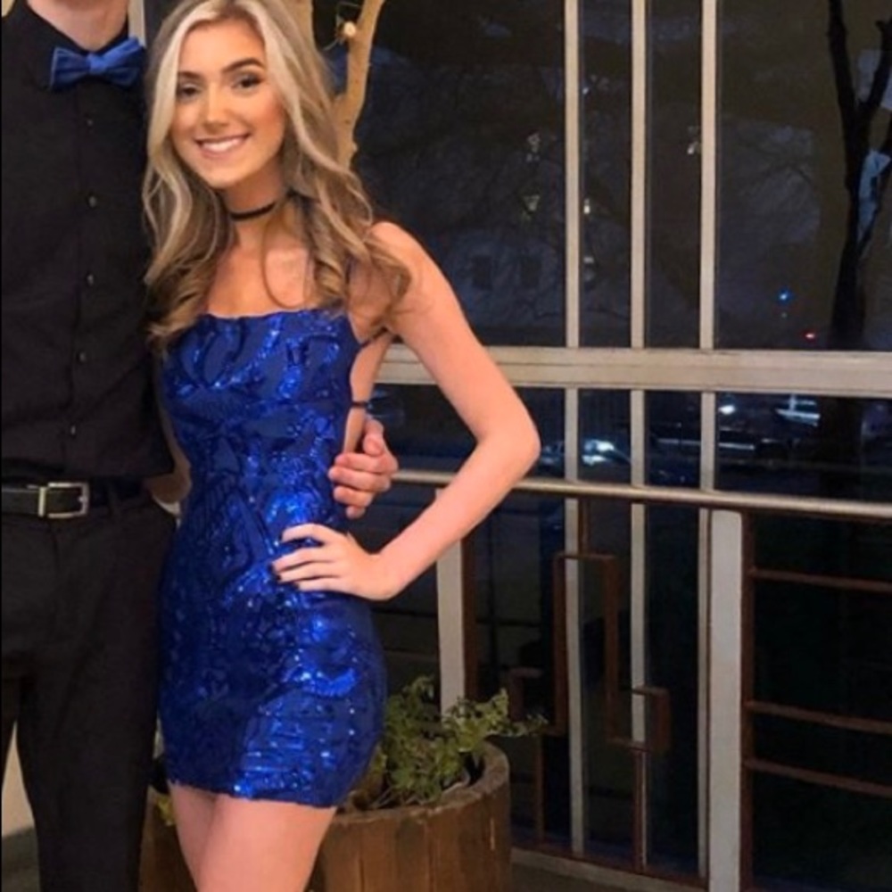 Lucy In the Sky Blue Fitted Party Dress